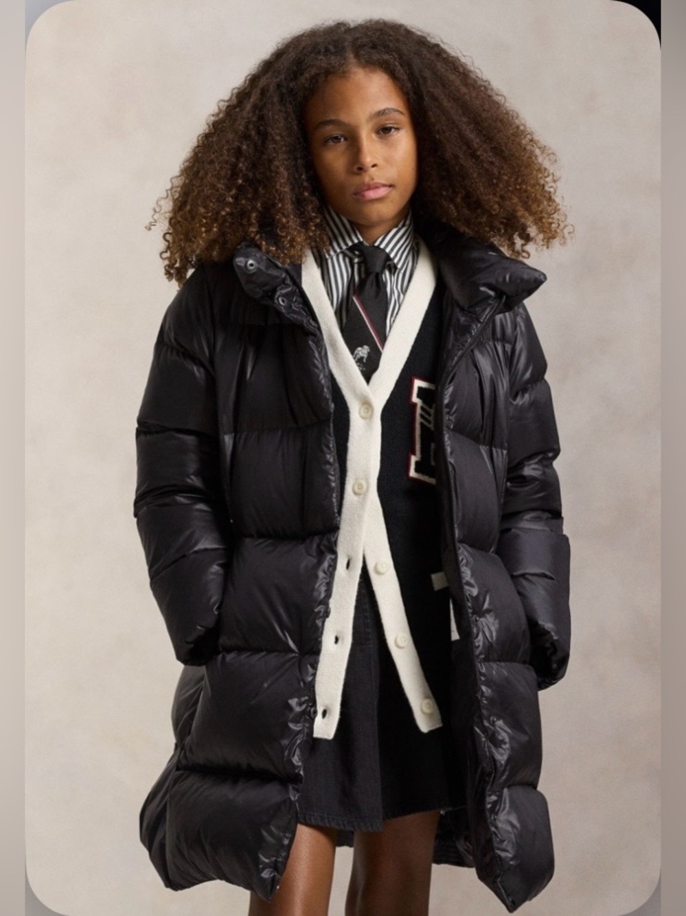 Polo by Ralph Lauren Girls Grey Long Hooded Puffer Coat - Picture 4 of 10